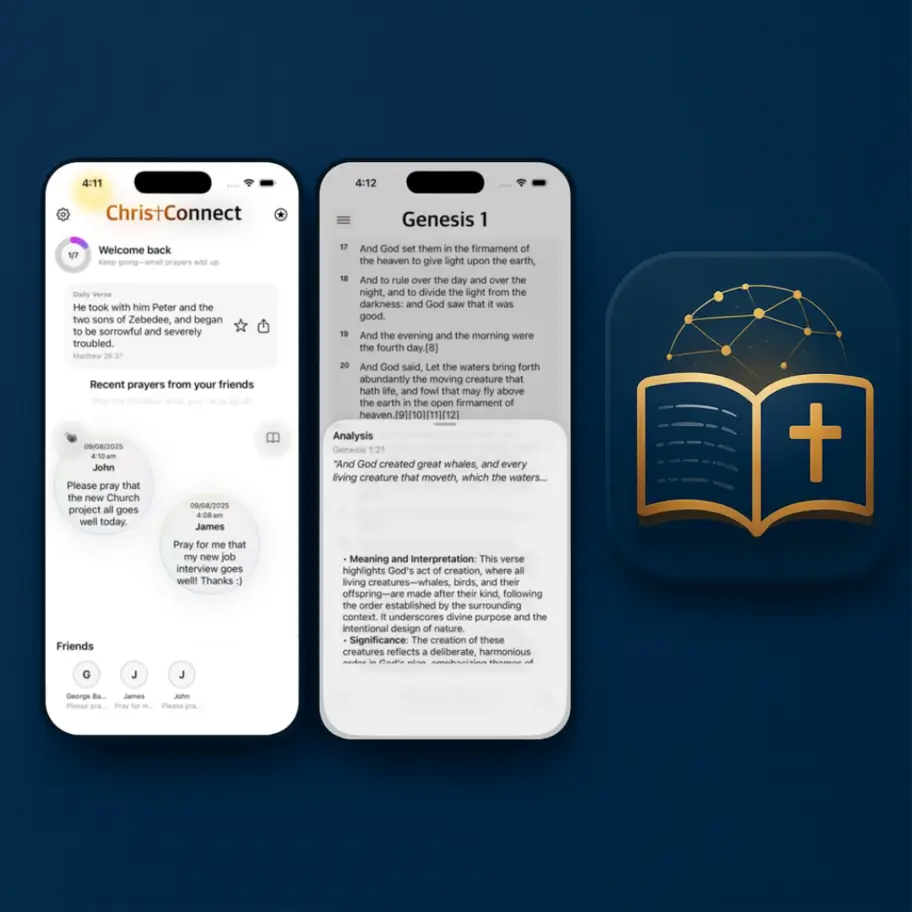 Screens from the ChristConnect iOS app